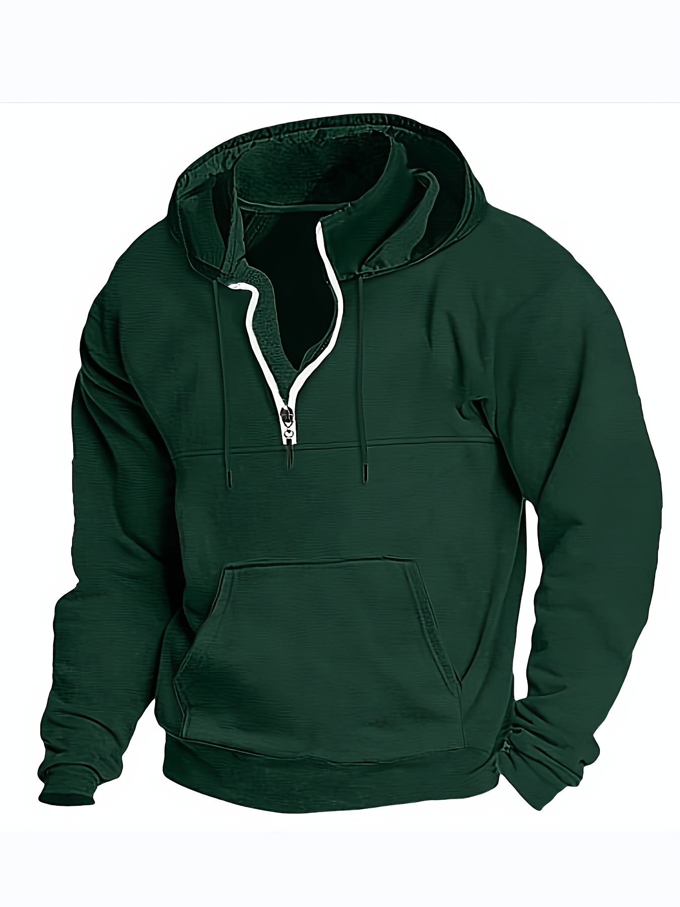 mens casual pullover hooded sweatshirt with 1 4 zipper details 5