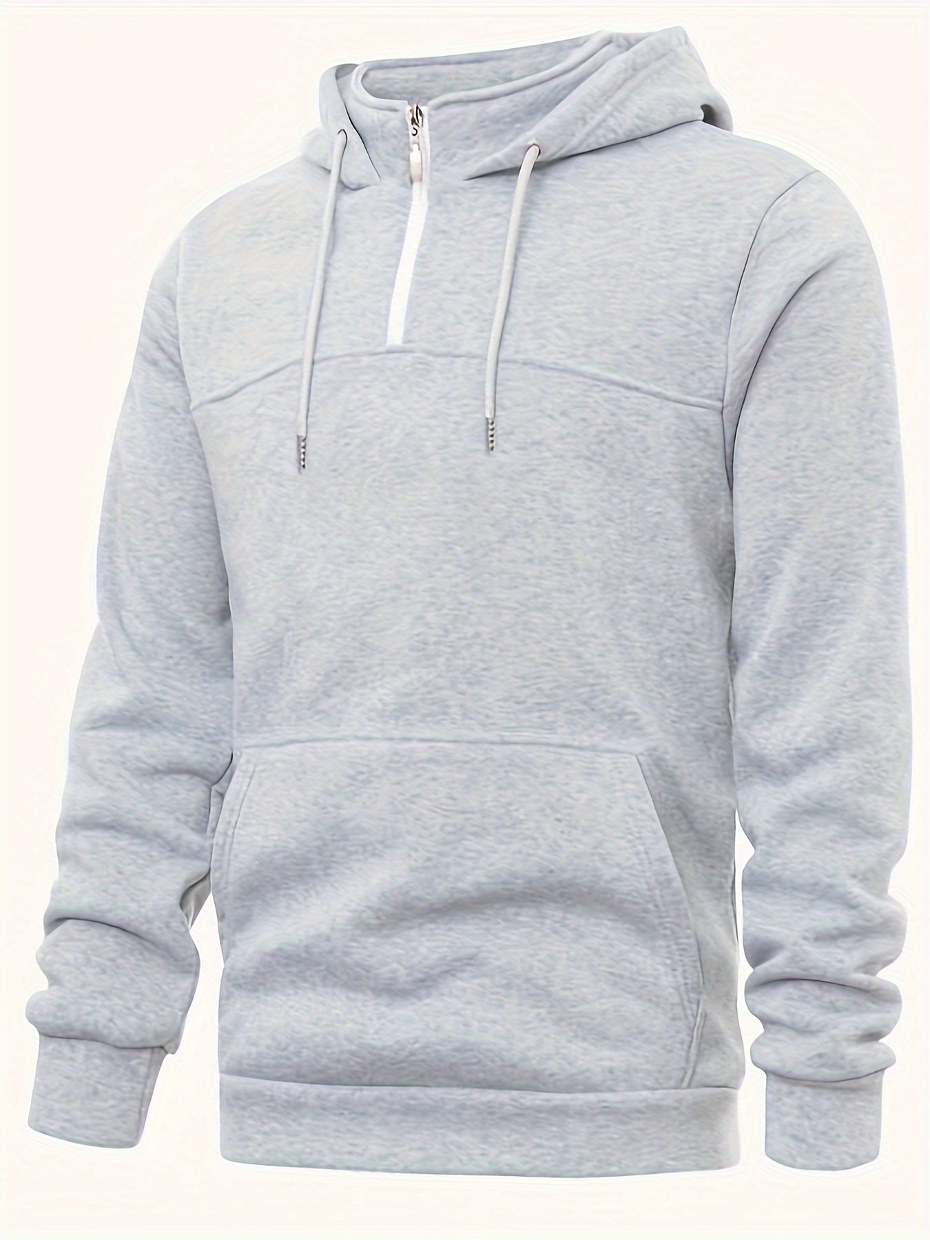 mens casual pullover hooded sweatshirt with 1 4 zipper details 22