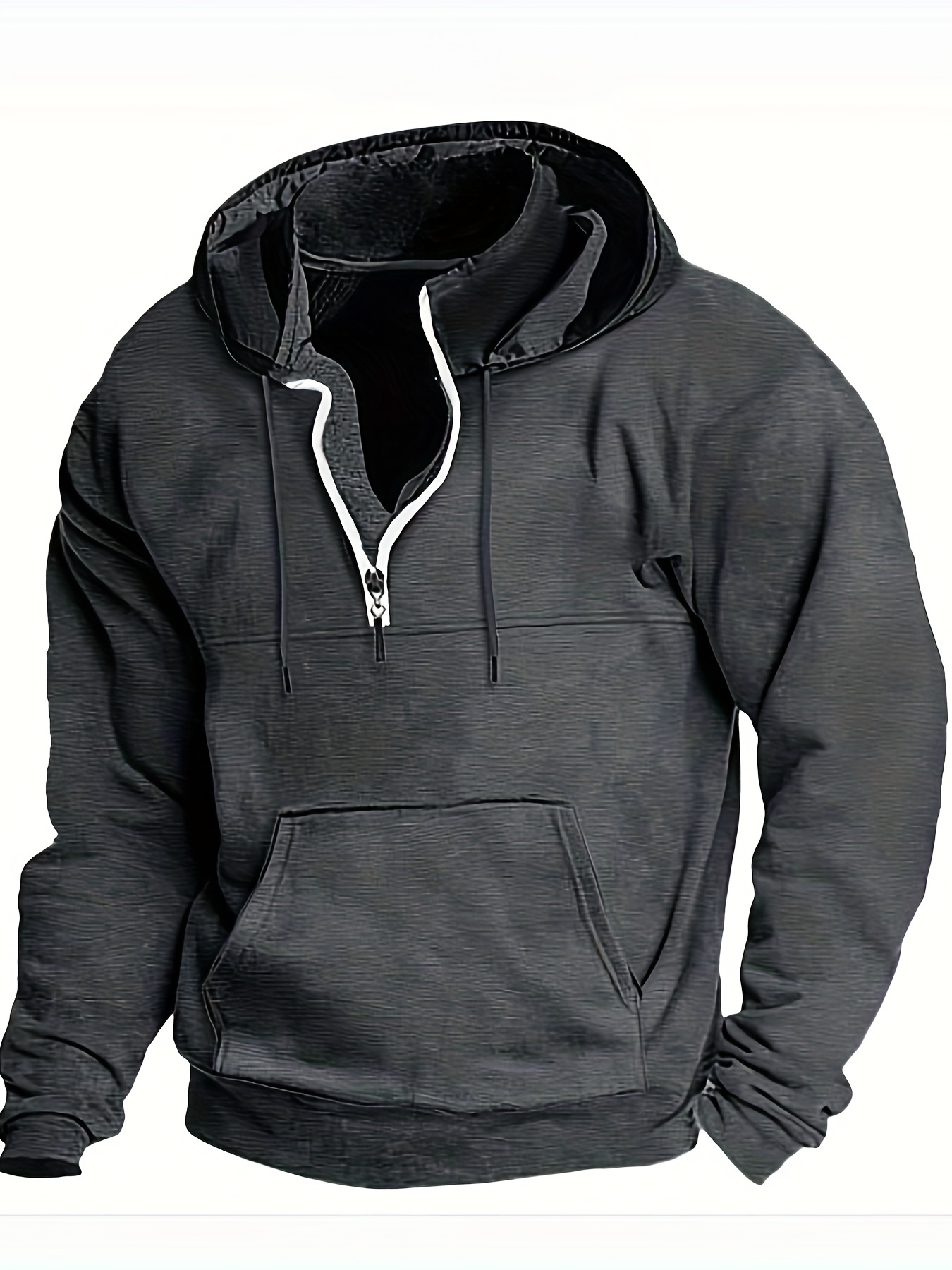 mens casual pullover hooded sweatshirt with 1 4 zipper details 23