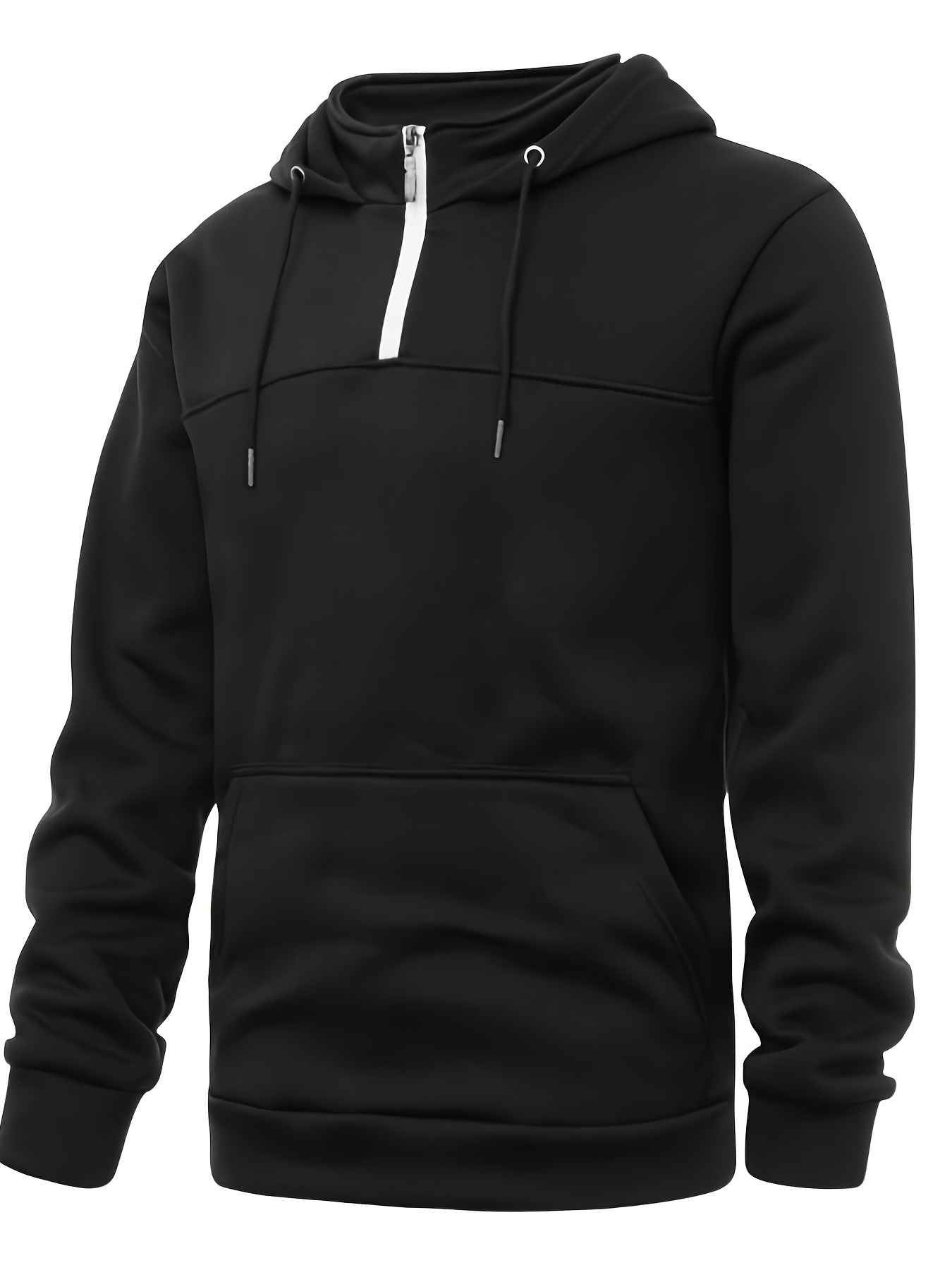 mens casual pullover hooded sweatshirt with 1 4 zipper details 40