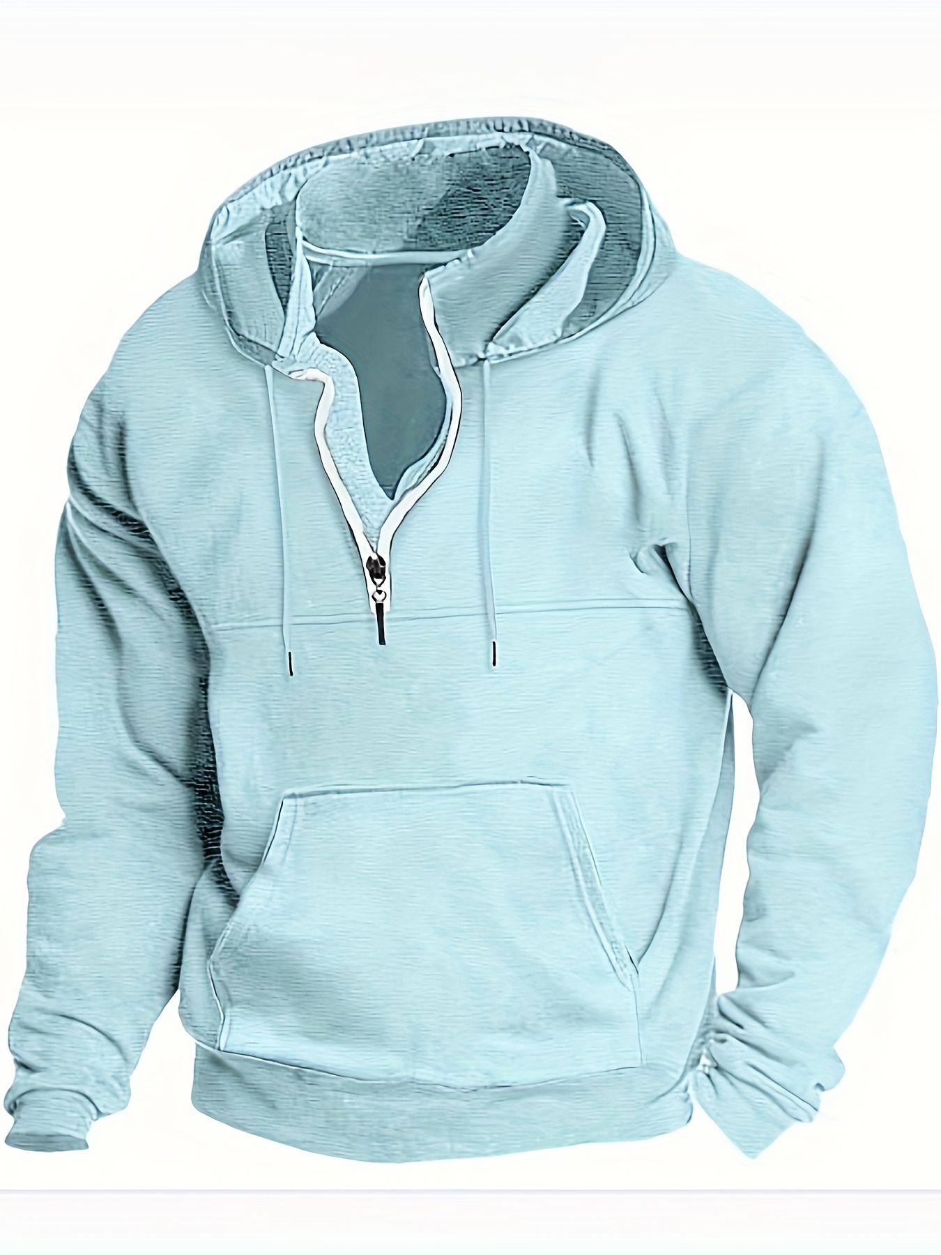 mens casual pullover hooded sweatshirt with 1 4 zipper details 44