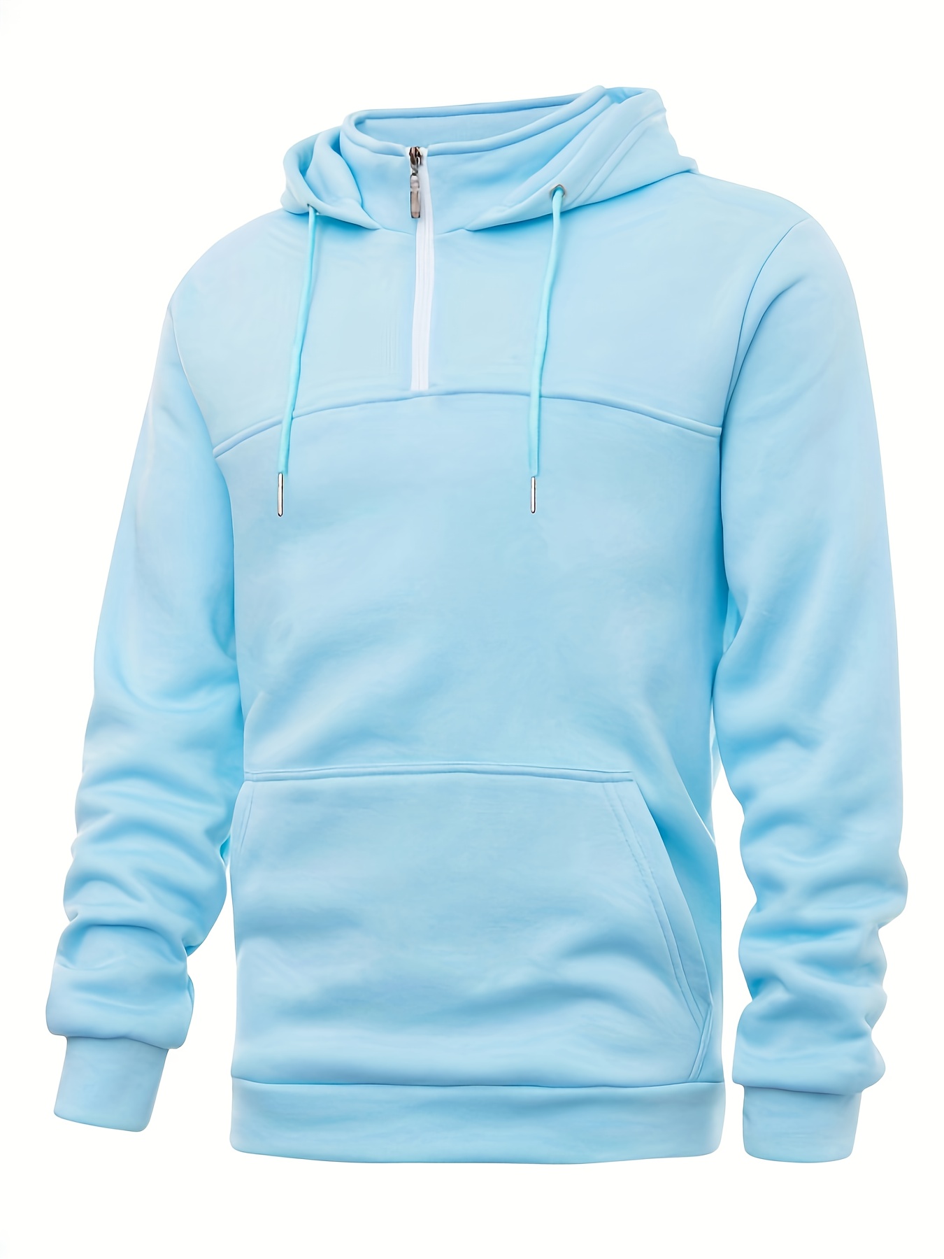 mens casual pullover hooded sweatshirt with 1 4 zipper details 46