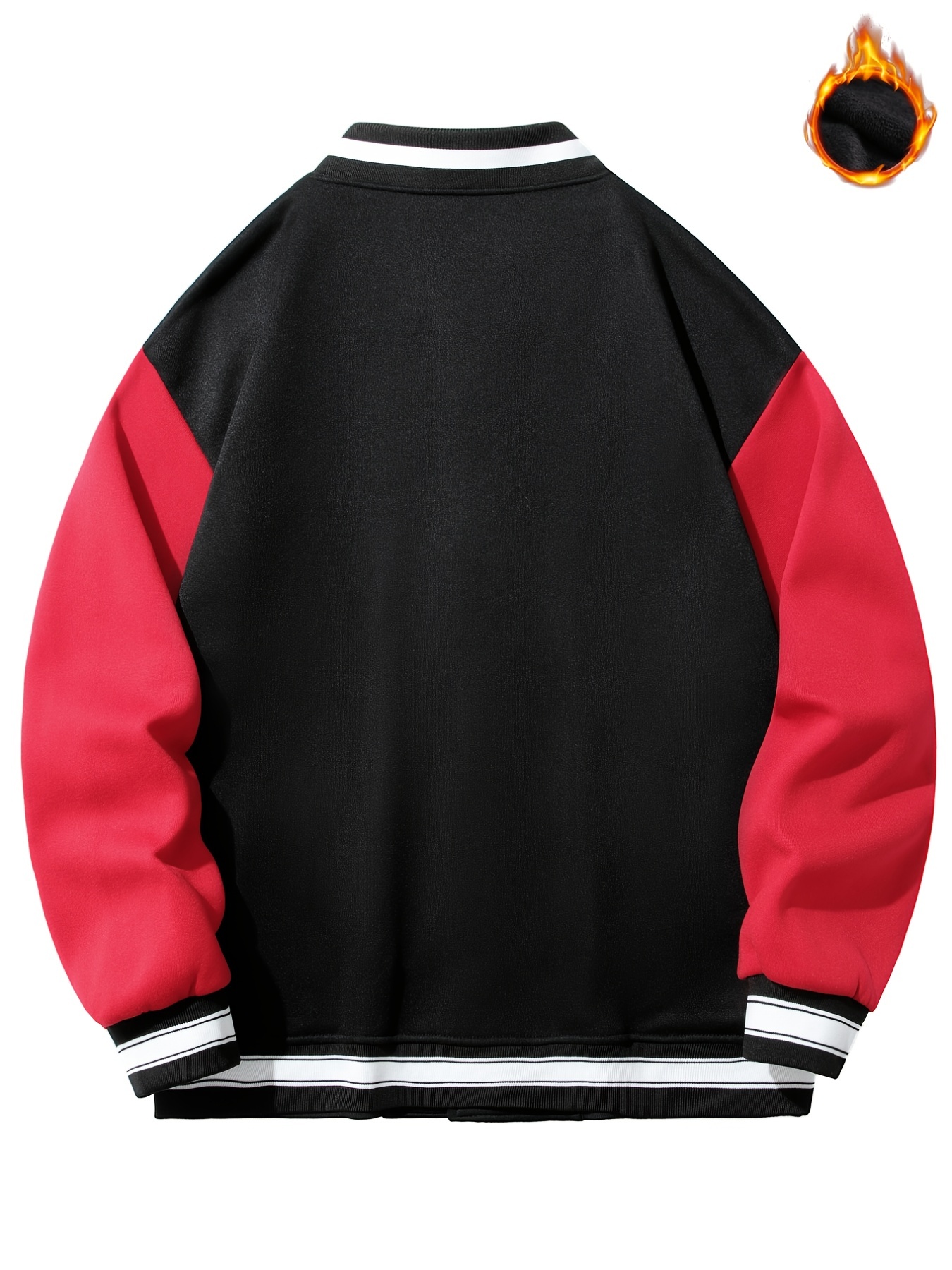 warm varsity jacket mens casual color block button up jacket for spring fall school baseball details 23