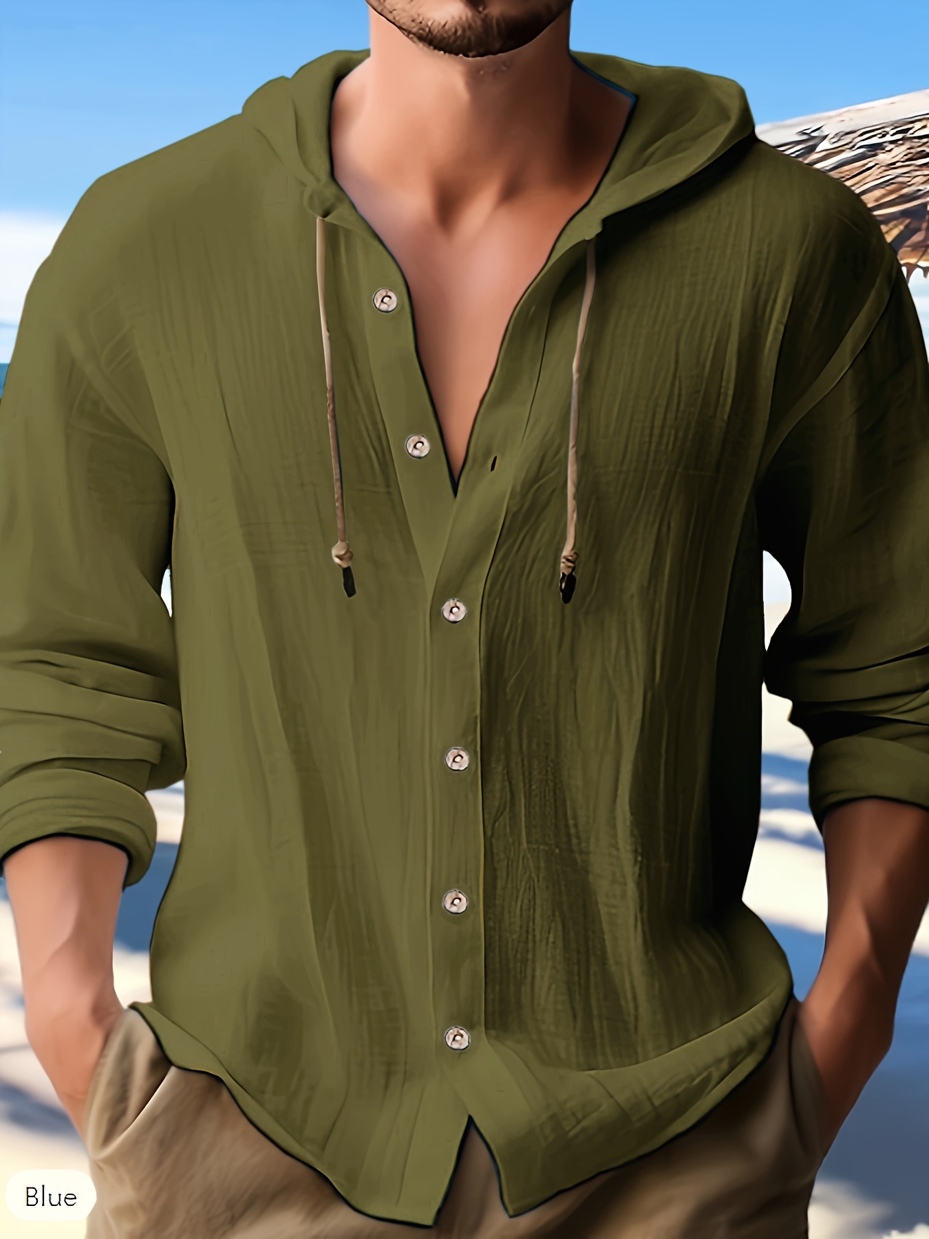 mens casual button up hooded shirt chic hoodie details 5