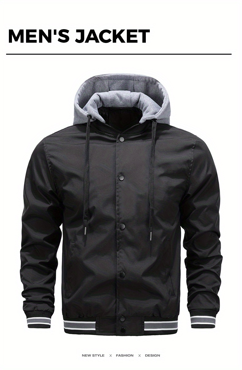 trendy windbreaker hooded jacket mens casual slant pocket jackets by activity for spring fall details 6