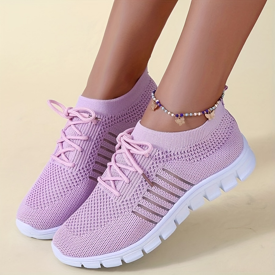 womens breathable mesh sneakers casual lace up outdoor shoes lightweight low top trainers details 1