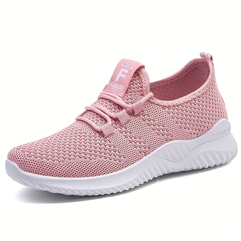 womens breathable knit sneakers casual lace up outdoor shoes lightweight low top running shoes details 4