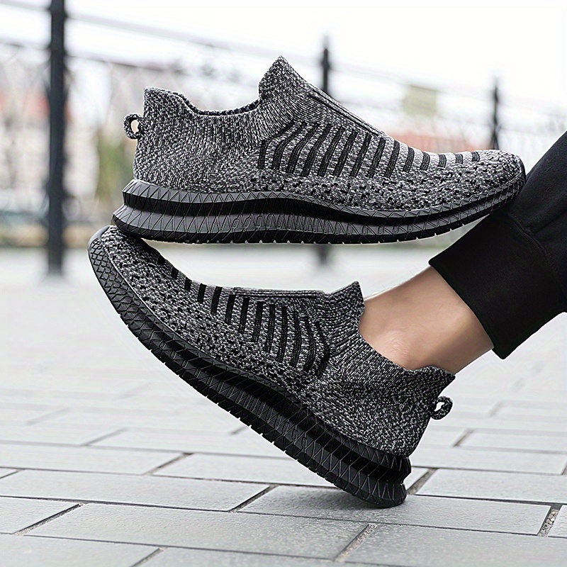 mens knitted breathable lightweight slip on casual shoes for traveling jogging for halloween details 8