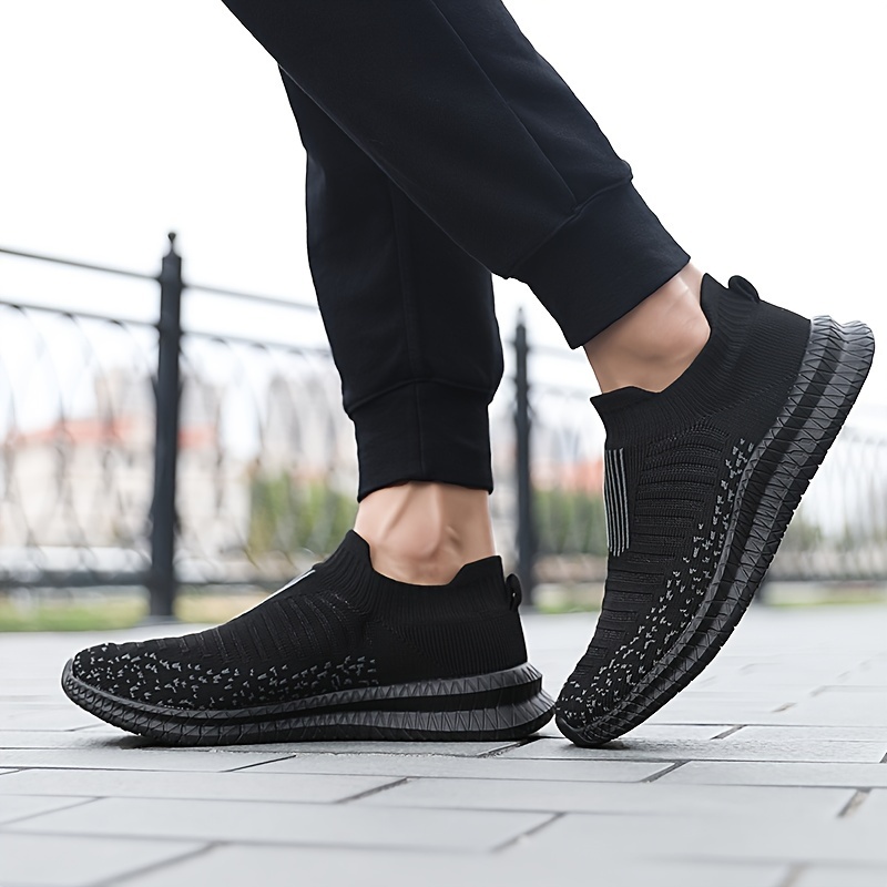 mens knitted breathable lightweight slip on casual shoes for traveling jogging for halloween details 12