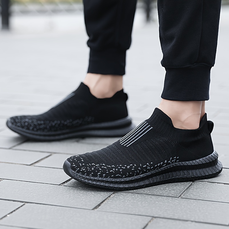 mens knitted breathable lightweight slip on casual shoes for traveling jogging for halloween details 18