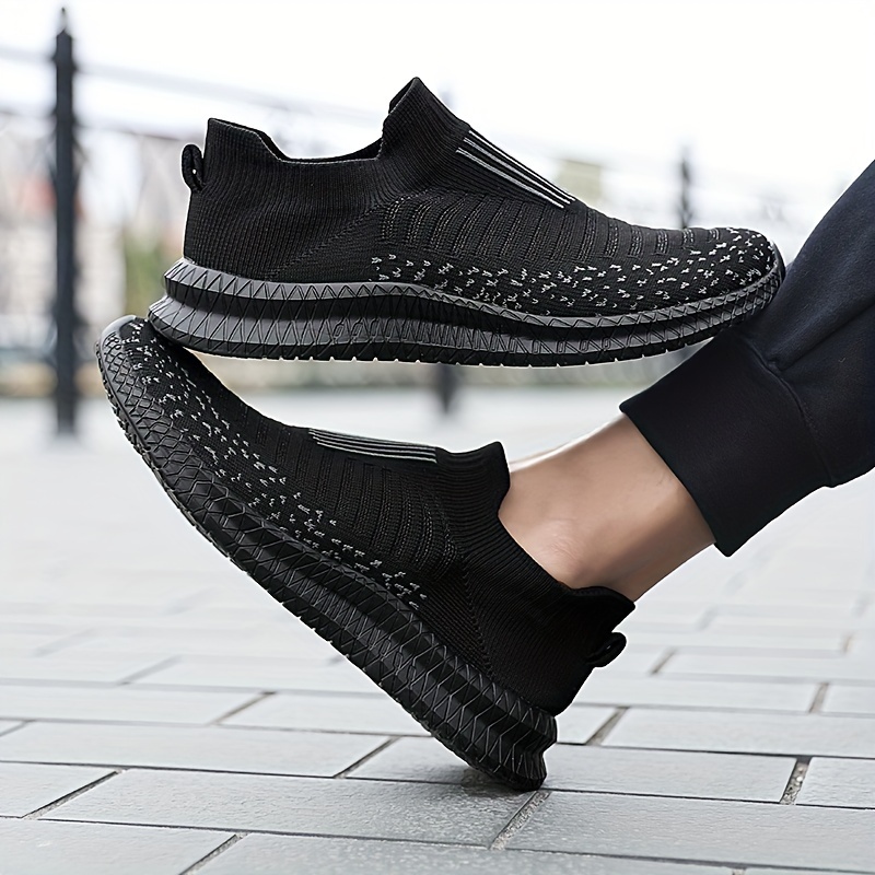 mens knitted breathable lightweight slip on casual shoes for traveling jogging for halloween details 19