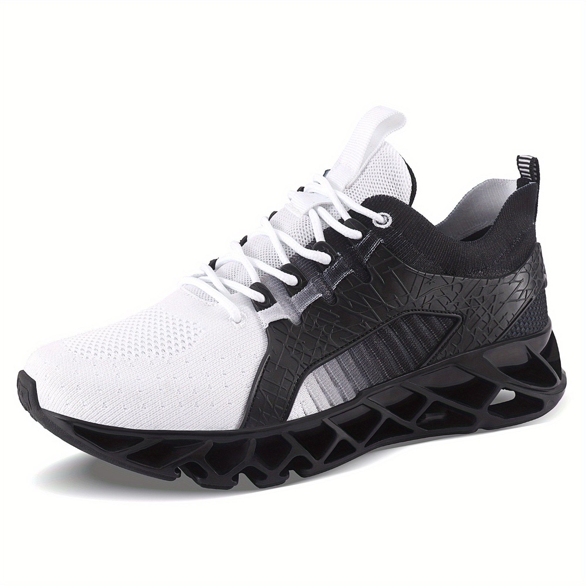 Men s Casual Cool Comfortable Lace Up Sneakers, Breathable Lightweight Non-slip Woven Shoes For Running Gym Fitness details 2