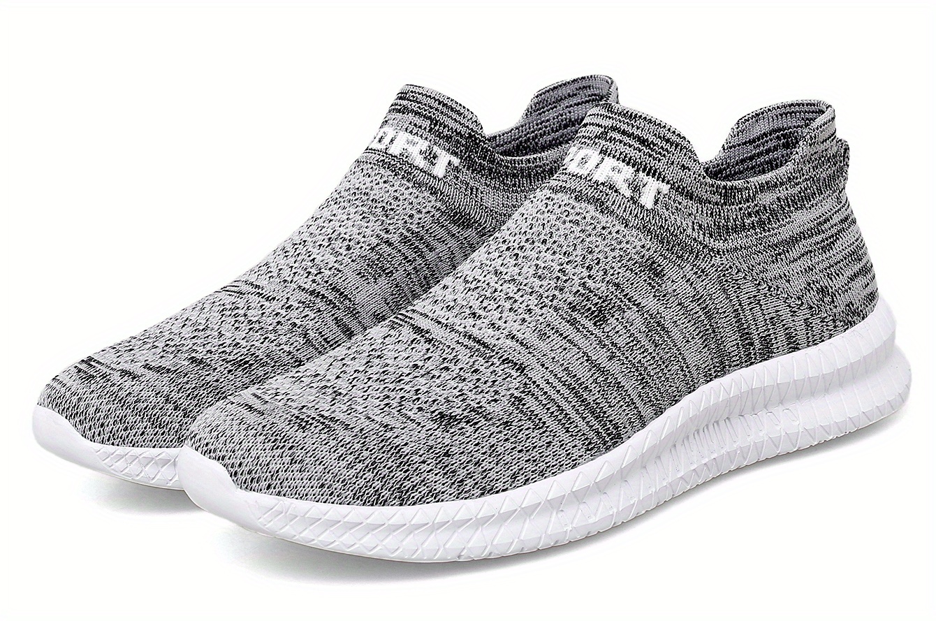 mens knit breathable slip on running shoes lightweight comfy non slip sneaker spring and summer details 0