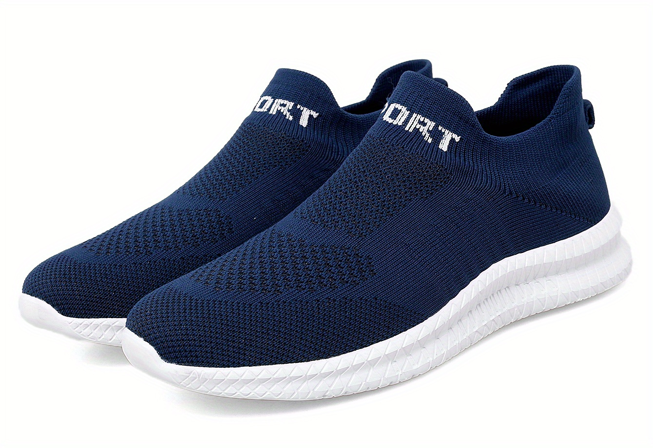 mens knit breathable slip on running shoes lightweight comfy non slip sneaker spring and summer details 8