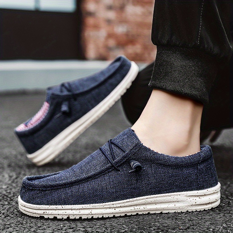 mens trendy solid slip on loafer shoes comfy non slip casual breathable sneakers for mens outdoor activities details 2